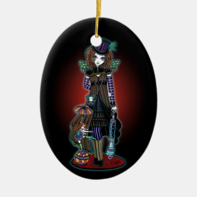 "Willow" Viktorianisch Steampunk Circus Fee Orname Keramikornament (Vorne)