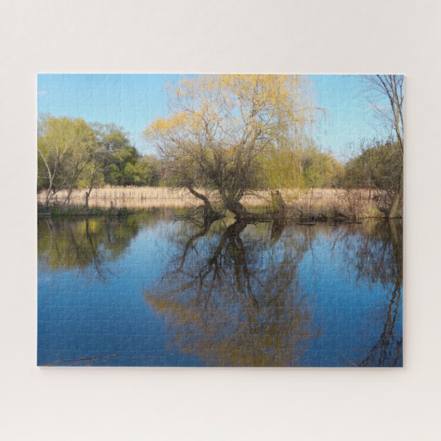 Willows Reeds and Pond im Frühling Puzzle (Horizontal)