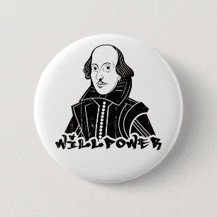 Willpower Will Shakespeare Portrait Button