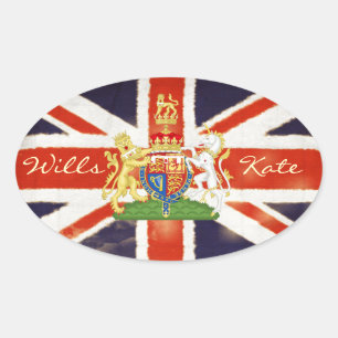 Wills und Kate Königliche Hochzeits-Oval-Aufkleber Ovaler Aufkleber