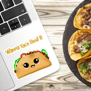 Willst du darüber sprechen? Kawaii-Taco mit süßen Aufkleber