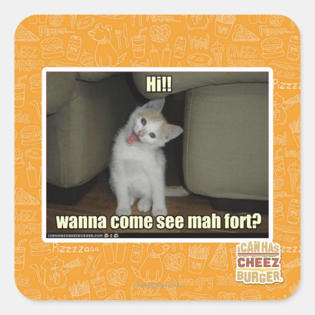 Willst du kommen mah Fort sehen? Quadratischer Aufkleber (Vorderseite)