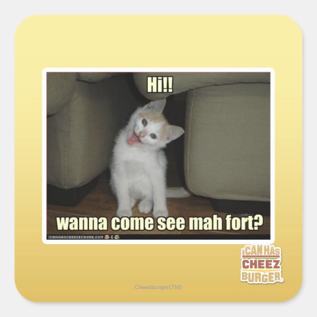 Willst du kommen mah Fort sehen? Quadratischer Aufkleber (Vorderseite)