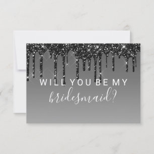 Willst du meine Bridesmaid Fab Glitzer Tropfen Bla Einladung