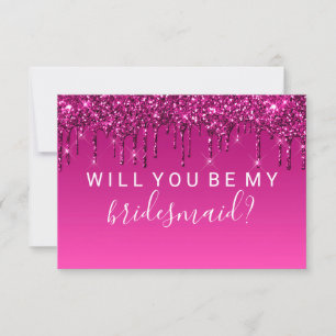 Willst du meine Bridesmaid Fab Glitzer Tropfen Mag Einladung