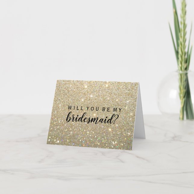 Willst du meine Bridesmaid sein - Gold Glitzer Fab Einladung (Vorderseite)