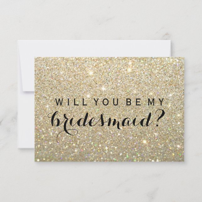 Willst du meine Bridesmaid sein - Gold Glitzer Fab Einladung (Vorderseite)