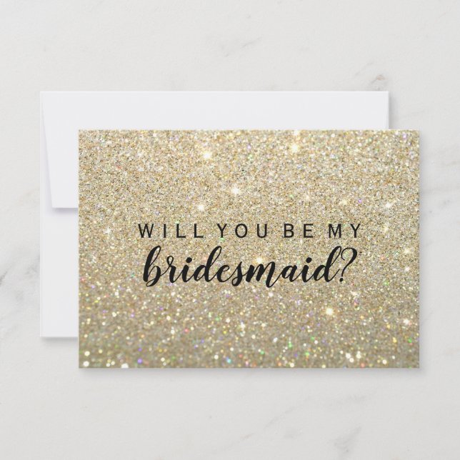 Willst du meine Bridesmaid sein - Gold Glitzer Fab Einladung (Vorderseite)