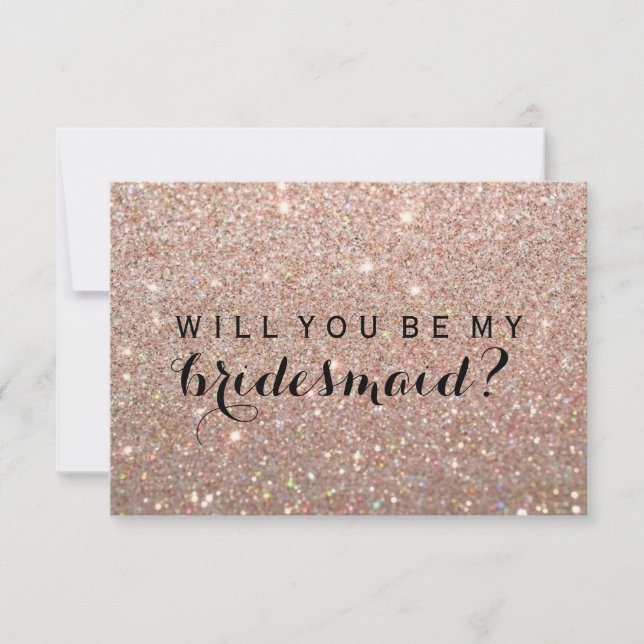 Willst du meine Bridesmaid sein - Rose Gold Fab Einladung (Vorderseite)