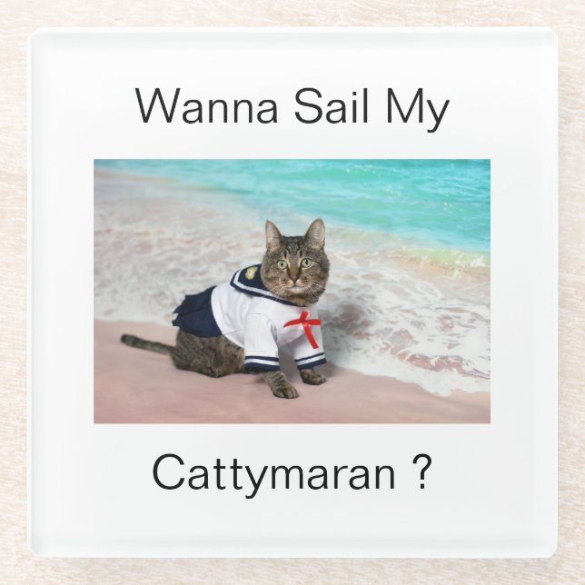 Willst du meine Cattymaran segeln? Glasuntersetzer (Vorderseite)
