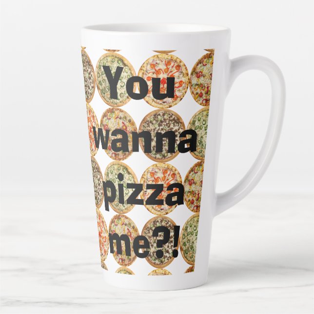 "Willst du mir Pizza pizzen?" Milchtasse (Rechts)