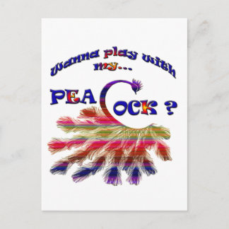 Willst du mit meinem Pfau spielen? Postkarte