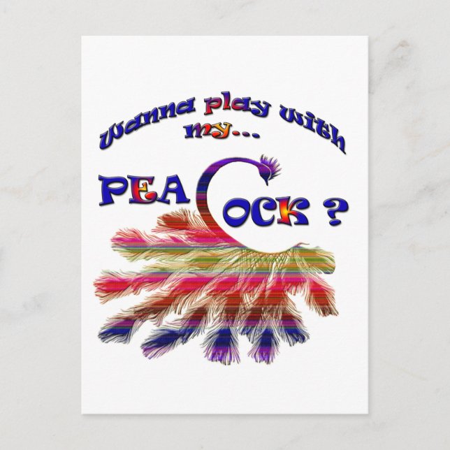 Willst du mit meinem Pfau spielen? Postkarte (Vorderseite)
