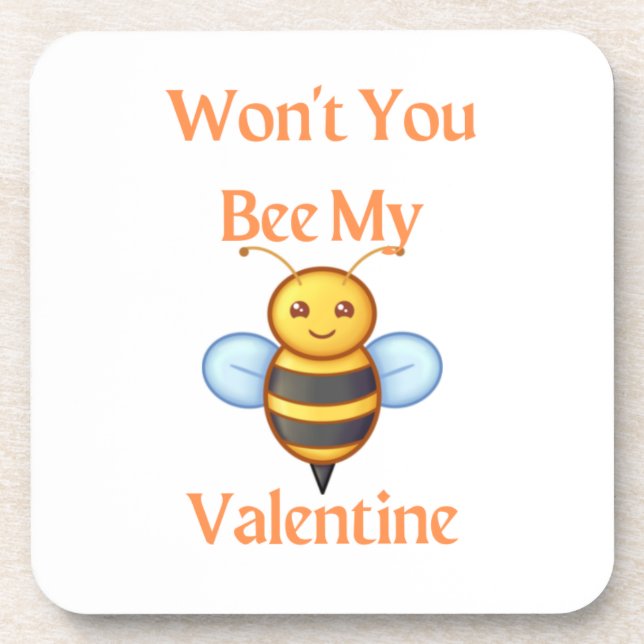 Willst du nicht mein Valentin mit einer Biene sein Getränkeuntersetzer (Vorderseite)