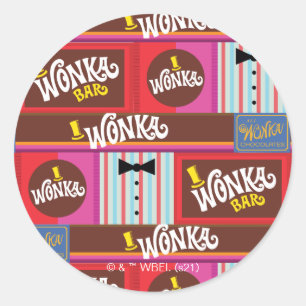 Willy Wonka Candy Pattern Runder Aufkleber