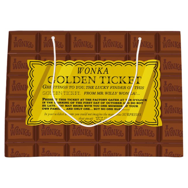 Willy Wonka Golden Ticket Große Geschenktüte (Vorderseite)