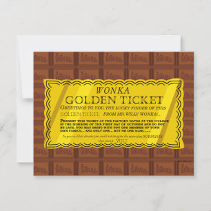 Willy Wonka Golden Ticket Mitteilungskarte