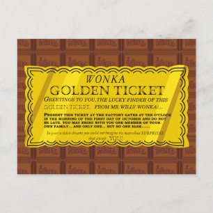 Willy Wonka Golden Ticket Postkarte