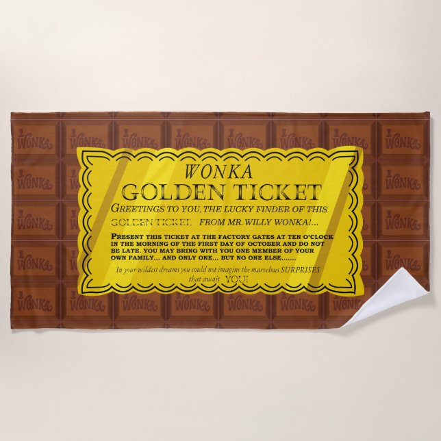 Willy Wonka Golden Ticket Strandtuch (Vorderseite)