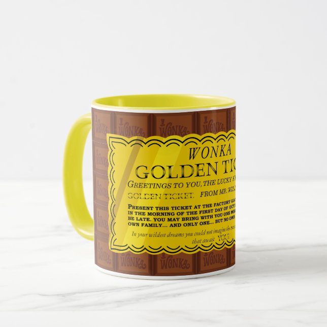 Willy Wonka Golden Ticket Tasse (Vorderseite Links)