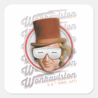 Willy Wonka in Wonkavision Goggles Quadratischer Aufkleber