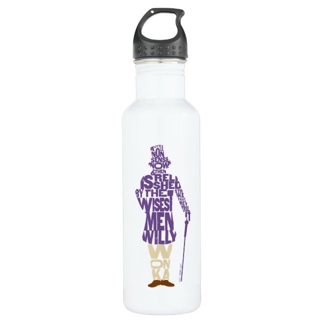 Willy Wonka Quote Silhouette Edelstahlflasche (Vorderseite)