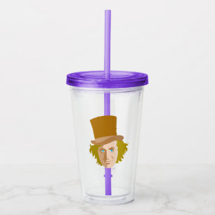 Willy Wonka Stenciled Face Graphic Acryltrinkbecher