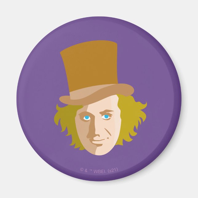 Willy Wonka Stenciled Face Graphic Magnet (Vorne)