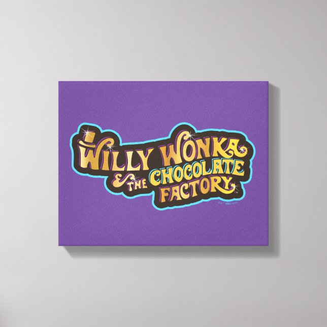 Willy Wonka und das Logo der Schokoladenfabrik Leinwanddruck (Vorderseite)