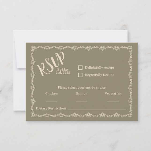 Willy Yours Rustic Boho Wedding RSVP Card Karte (Vorderseite)