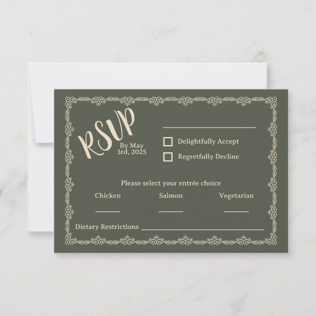 Willy Yours Rustic Boho Wedding RSVP Card Karte (Vorderseite)