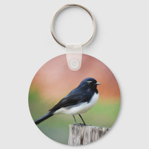 WillyWagtail - australische Vogel-Kunst Schlüsselanhänger