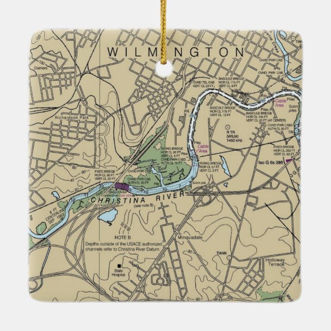 Wilmington Delaware Map Keramikornament (Rückseite)