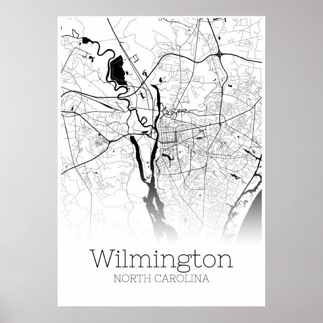 Wilmington Map - North Carolina - City Map Poster (Vorne)