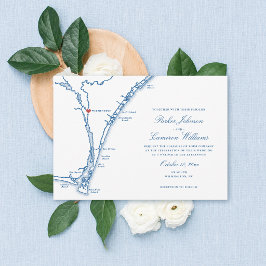 Wilmington NC Karte Elegante Navy-Blau-Hochzeit