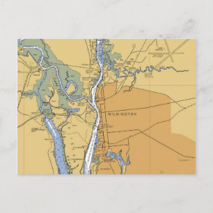 Wilmington, NC Nautical Chart Postcard Postkarte