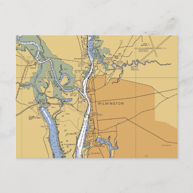 Wilmington, NC Nautical Chart Postcard Postkarte (Vorderseite)