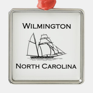Wilmington-North Carolina-hohes Schiff Silbernes Ornament