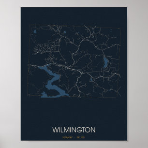 Wilmington Vermont Straßenkarte Poster (Nacht)