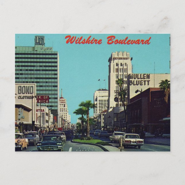 Wilshire Boulevard, Los Angeles, Kalifornien, 1960 Postkarte (Vorderseite)