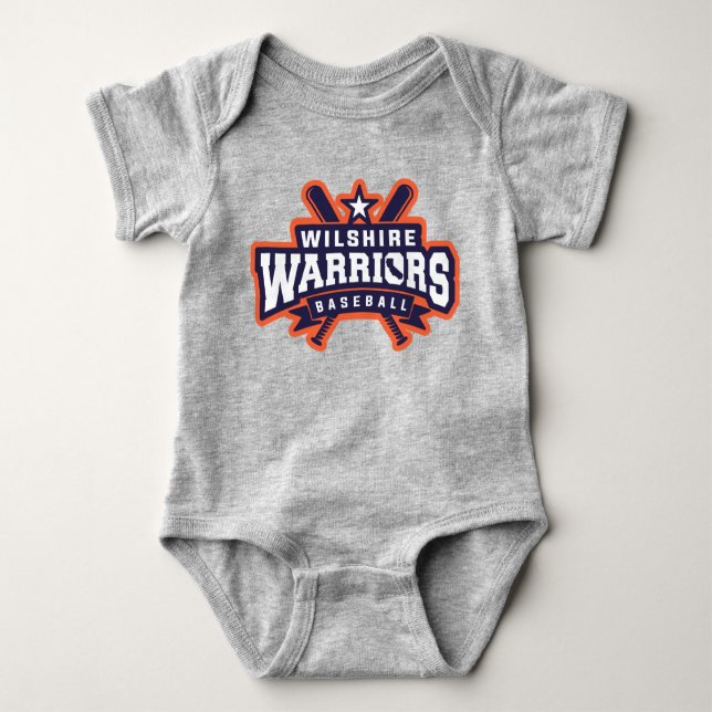 Wilshire Warriors Baseball League Logo Baby Strampler (Vorderseite)