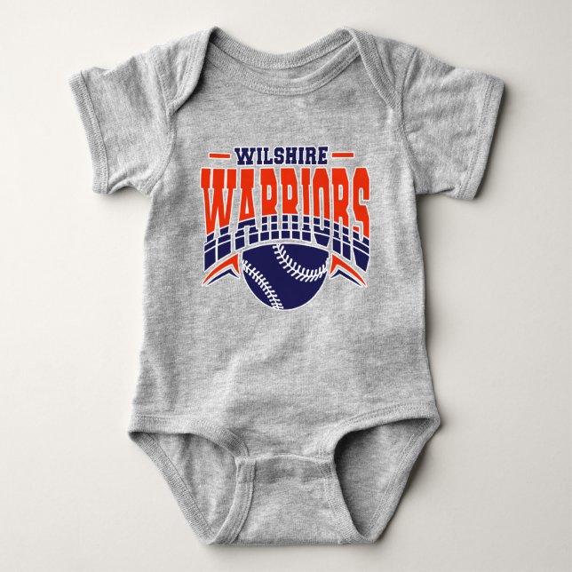 Wilshire Warriors Navy Baseball-Logo Baby Strampler (Vorderseite)