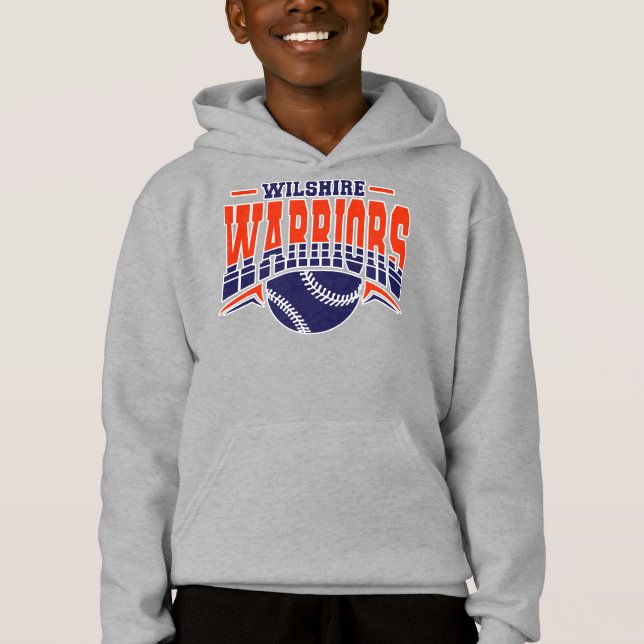 Wilshire Warriors Navy Baseball-Logo Hoodie (Vorderseite)