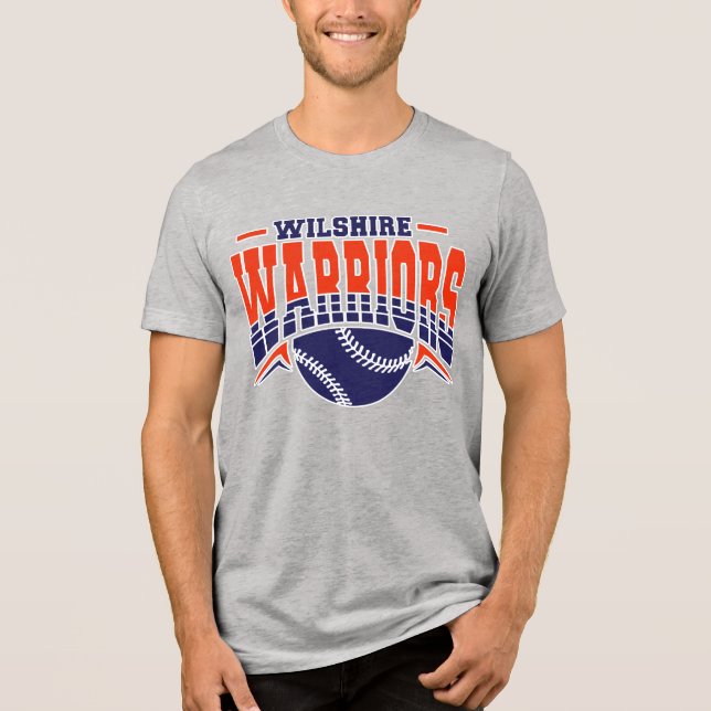 Wilshire Warriors Navy Baseball-Logo Tri-Blend Shirt (Vorderseite)