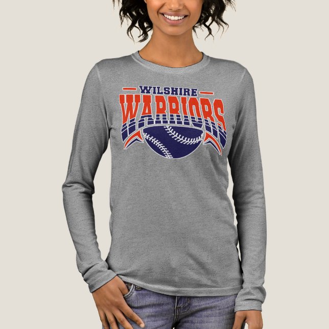 Wilshire Warriors Navy Baseball-Logo Tri-Blend Shirt (Vorderseite)