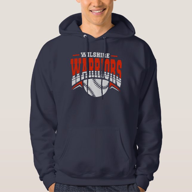 Wilshire Warriors White Baseball-Logo Hoodie (Vorderseite)
