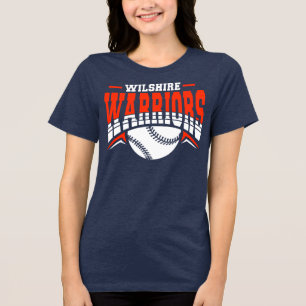 Wilshire Warriors White Baseball-Logo Tri-Blend Shirt