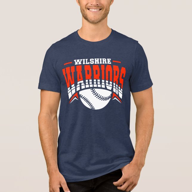 Wilshire Warriors White Baseball-Logo Tri-Blend Shirt (Vorderseite)