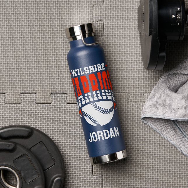 Wilshire Warriors White Baseball-Logo Trinkflasche (Fitnessstudio)