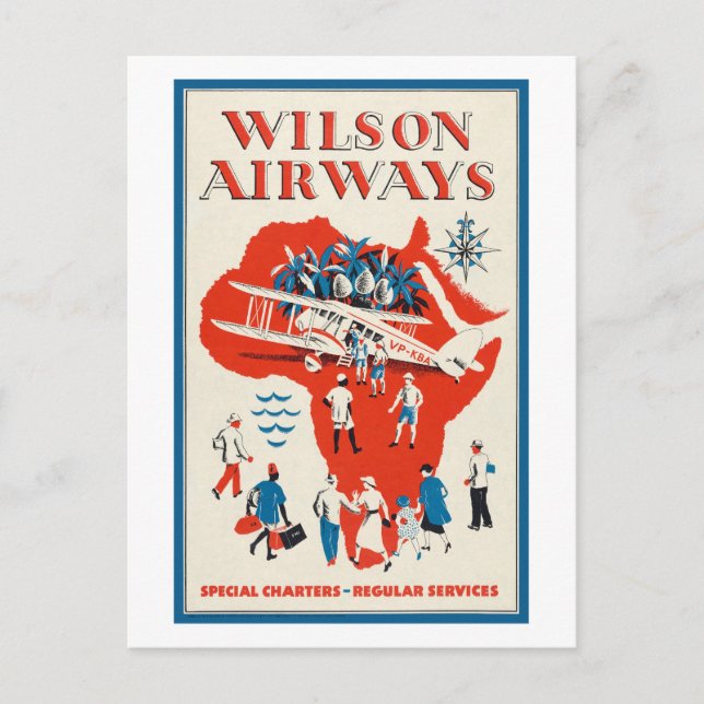 Wilson Airways Vintage Poster 1937 Postkarte (Vorderseite)